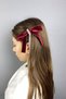 Bow Velvet Ribbon Hanging Rhinestone Hair Clip - 4