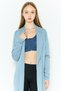 Women Hood Neck Brand Logo Cardigan, Blue - 2