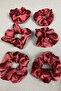 Claret Red T6 Piece Satin Hair Rubber Buckle Set - 3
