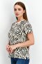 Women Crew Neck Short Sleeve Animal Print Tops, Beige - 2