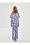 Lcw Dream Shirt Collar Pattern Satin Women's Pajamas Set - 4