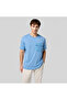 Crewneck Men's Blue T-Shirt Blue Men's T-Shirt -220407-Bs099