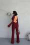 Women's Burgundy Low-Cut Novel Sim Maxi Jumpsuit Dpdf118 - 3