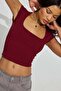 Burgundy Square Collar Women's T-Shirt Mg2294 - 2