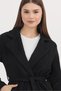 7149A Waist-Tied Long Cashmere Coat Black - 5