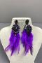 Purple Most Stylish Feathered Special Invitation Prom Wedding Evening Dress Earrings - 2