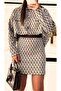 Brown-Blue Knitwear Set with Shirt and Mini Skirt - 3