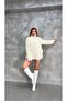 Women's Ecru Zippered Plush Cardigan with Pockets - 4