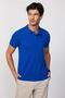 Men's Slim Fit Slim Fit 100% Cotton Plain Pique Sax Blue Polo Collar T-Shirt - 3