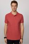 Men's Slim Fit Slim Fit 100% Cotton Plain Pique Brick Color Polo Collar T-Shirt - 3