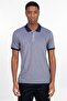 Men's Slim Fit Slim Fit 100% Cotton Plain Pique Navy Blue Polo Collar T-Shirt - 2