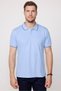 Men's Slim Fit Slim Fit 100% Cotton Plain Pique Sleeve Striped Blue Polo Collar T-Shirt - 2