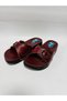 Women's Burgundy Orthopedic Gel Supported Single Buckle Slippers - 2