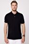Men's Slim Fit Slim Fit 100% Cotton Plain Pique Black Polo Collar T-Shirt