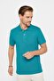 Men's Slim Fit Slim Fit 100% Cotton Plain Pique Blue Polo Collar T-Shirt