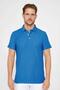 Men's Slim Fit Slim Fit 100% Cotton Pearlescent Sax Blue Polo Collar T-shirt - 2