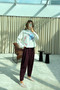 Women's Oversize Half Heart Embroidered Shirt - 6