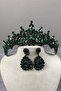 Green Tokyo Stoned Bridal Henna Crown and Drop Earring Set