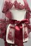 Burgundy Alice Sequin Bridal Veil Henna Face Covering - 3