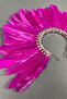 Fuchsia Hera Feather and Stone Bridal Henna Crown Accessory - 3