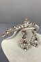 Silver Ece Bridal Crown and Round Jewelled Earring Set - 4