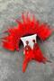 Red Rooster Feather Crystal Beaded Bridal Henna Crown and Earring - 5