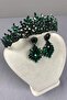 Green Belur Bridal Henna Crown and Shuttle Earring Set - 2