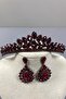 Claret Red Leyn Bridal Henna Crown and Almond Stone Earring Set