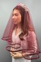 Burgundy Piping Bridal Veil Face Cover - 2