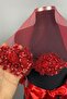 Red Vip Model Bridal Henna Veil Face Cover - 2
