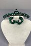 Green Ece Bridal Henna Crown and Round Jewelled Earring Set - 2