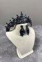 Navy Blue Tokyo Stoned Bridal Henna Crown and Shuttle Earrings - 4