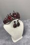 Burgundy Rio Stoned Bridal Henna Crown and Evening Dress Earring Set - 3