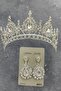Ahu Model Bridal Crown and Shuttle Stone Earrings