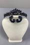 Navy Blue Leyn Bridal Henna Crown and Round Jewelled Earring Set - 3