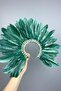 Green Hera Feathered and Stoned Bridal Henna Crown Accessory - 7