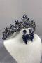 Navy Blue Melis Bridal Henna Crown and Shuttle Stone Earrings - 3