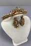 Honey Colored Leyn Bridal Henna Crown and Drop Stone Earring Set - 4