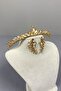 Honey Color Ece Bridal Henna Crown And Leaf Jewelled Earrings - 3