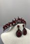Burgundy Ade Bridal Henna Crown and Almond Stone Earring Set - 3