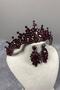 Burgundy Tokyo Stoned Bridal Henna Crown and Shuttle Earrings - 4