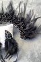 Black Rooster Feather Crystal Beaded Bridal Henna Tiara and Earrings - 2