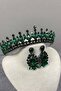 Green Pedro Stone Bridal Henna Crown and Earring Set - 2