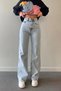 Loiss Ice Snow Blue Lycra Super High Waist Loose Jeans Palazzo Trousers. (Super High) - 5
