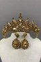 Honey Colored Tokyo Stoned Bridal Henna Crown and Drop Earring Set