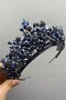 Navy Blue Arden Beaded Bridal Crown Headband - Accessory - 4