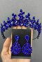 Cobalt Blue Subra Bridal Henna Crown and Earring