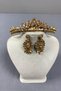 Honey Colored Leyn Bridal Henna Crown and Drop Stone Earring Set - 3