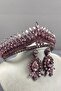 Pink Anteras Bridal Henna Crown and Drop Earring Set - 3