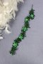 Green Embellished Flower Crystal Beaded Bridal Hair and Turban Accessory - 3